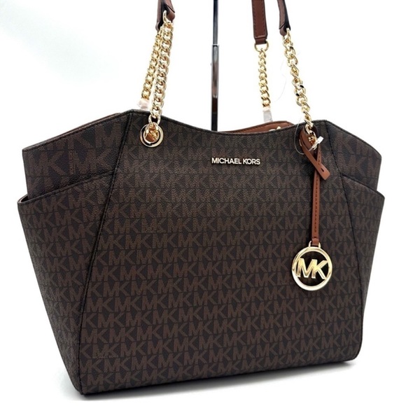 Michael Kors Large Jet Set Travel Chain Shoulder Bag Brown - Picture 5 of 12